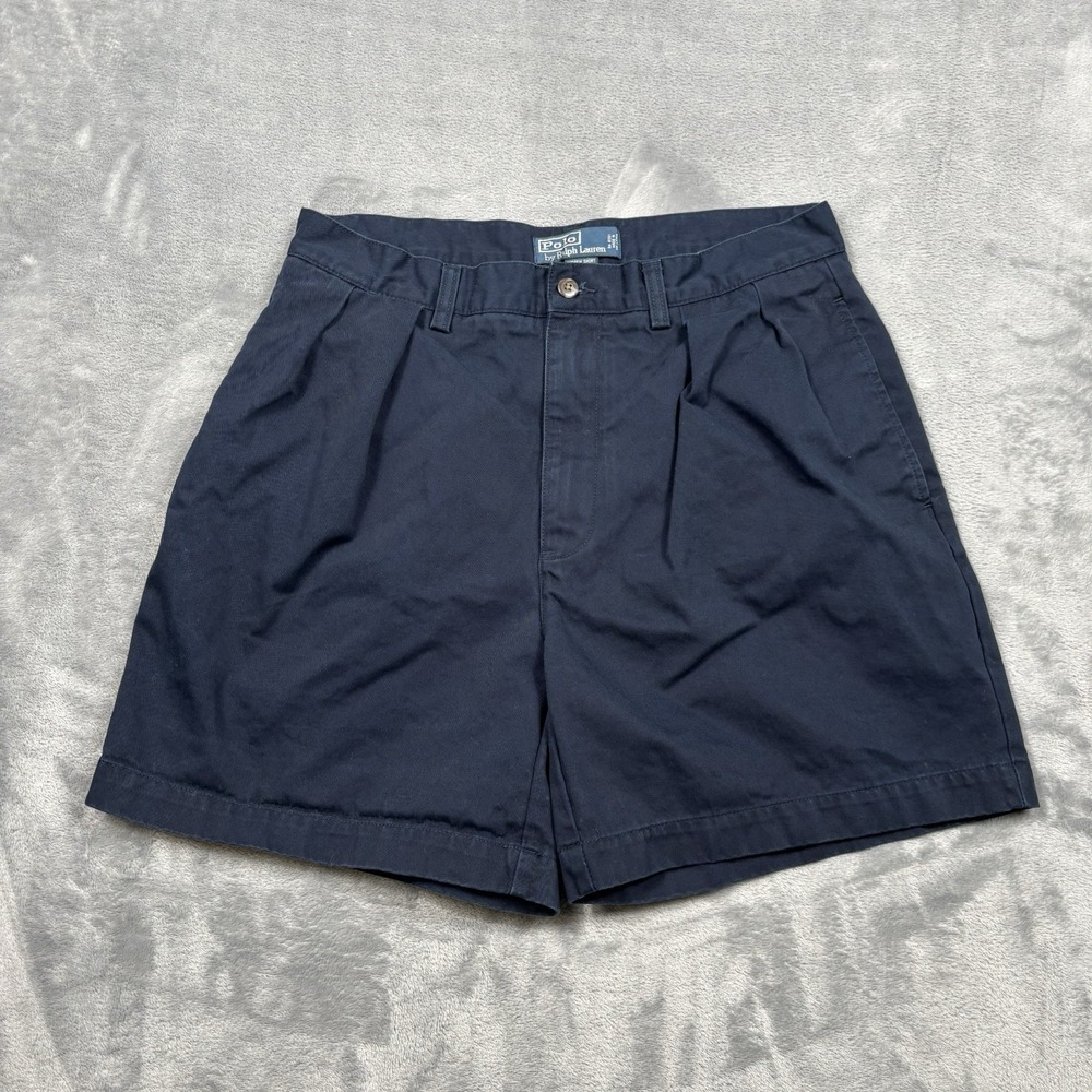 Polo Ralph Lauren Classic Andrew Shorts Pleated 100% Cotton Men Size 33 Vintage